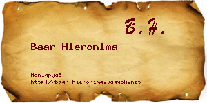Baar Hieronima névjegykártya